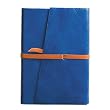 Milano Pocket Journal Diary, Genuine Blue Patent Leather, Lined, Leather Wrap Closure, 3x5