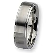 Ridged Edge Brushed and Polished Stainless Steel Ring (7.0 mm) - Sizes 6-13