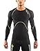 SKINS Men's A400 Compression Long Sleeve Top, Black/Yellow Logo Line, X-Large