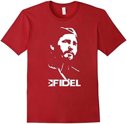 Men's Fidel Castro T-Shirt Cuba Pride Viva La Evolucion Tee Shirts Medium Cranberry