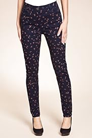 Bird Print 5 Pockets Stretch Denim Jeggings