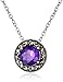 Amazon Collection Sterling Silver Oxidized Gemstone and Genuine Marcasite Halo Pendant Necklace and Stud Earrings Jewelry Set