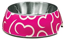 Dogit Style 2-in-1 Dog Bowl, Pink Bones, X-Small