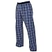 Royal (French) Blue and White tartan plaid check flannel cotton pants for lounging, sleep, sports. Unisex relaxed fit, available in 5 Adult sizes, exposed elastic waist