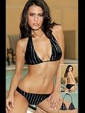 Hot Pinstripe Sexy Tuxedo Triangle Bikini Top - SMALL