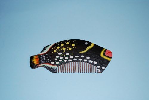 Fish Wood Comb, Multi Color Master Hand Craft, Hand Painted Boxwood Hair Comb, or Home Decoration , Artist Collection
