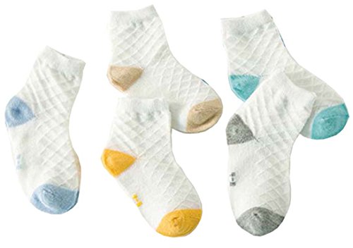 Searchself Little Boys' Cotton Breathable Mesh Thin Socks (Pack of 5)