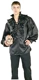 Black Satin Pirate or Renaissance Costume Shirt (Shirt Only)