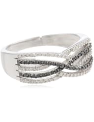Sterling Silver 0.35 cttw Black and White Diamond Ring
