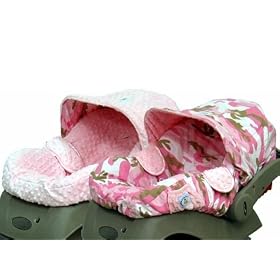 Itzy Ritzy Baby Ritzy Rider in Pink Camo & Pink Minky Dot Infant Car Seat Cover