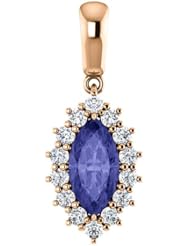 18K Rose Gold 10.00x5.00mm Marquise Cut Tanzanite and Diamond Pendant -- LIFETIME WARRANTY