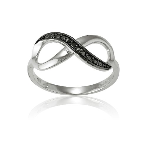 Sterling Silver Black Diamond Infinity Figure 8 Ring