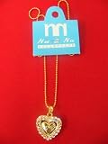 Gold Necklace- Double Diamond Heart with Love