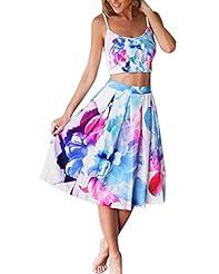 Plus Size Sexy Polyester Floral Print Sleeveless Spaghetti Strap Cocktail Party Dress 