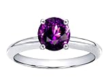 1.25 cts Genuine Amethyst Solitaire Engagement Ring - 14kt White or Yellow Gold