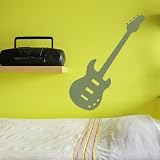 Guitar Electric music home interior wall art sticker 95 x 29cm - Brown