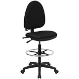 Multi-Function Drafting Stool in Black with Adjustable Lumbar Support [WL-A654MG-BK-D-GG]