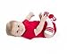 juDanzy 2 Pack of Baby, Toddler and Kids Knee High Tube Socks for Boys and Girls with Grips (12-24 Months, White with Blue & Red Stripes)
