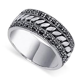 Fabulous .925 Sterling Silver Rings Marcasite 8 MM Band by Gem Avenue