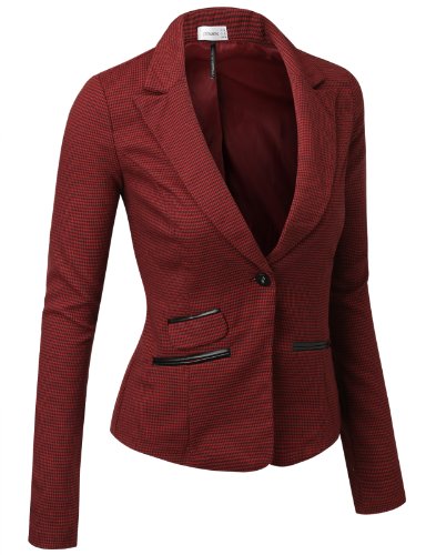 J.TOMSON Womens Fitted Boyfriend Blazer With Trim Detail
