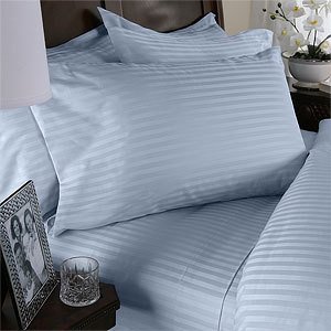 JESSICA SANDERS 800 Thread Count 4PC Bed Sheet Set KING Egyptian Cotton, Stripe Deep Pocket, AQUA
