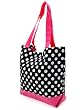 Black and Hot Pink Polka Dot Canvas Luggage Tote Bag Handbag Purse
