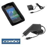 Black Durable Flexible Soft Silicone Skin Case + Car Charger + Home Charger For Verizon LG Dare VX-9700 Cell Phone