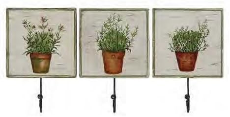 Le Jardin des Bastides Rustic Set of 3 Wood and Metal Hooks