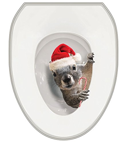 It's A Santa Squirrel! Toilet Seat Lid Cover Tattoo - Round