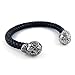 Jewelry Mens Leather Stainless Steel Skull Bracelet, Skull Charms Cuff Bangle