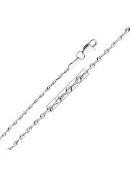 14K White Gold 1.5mm Diamond-Cut Solid Rope Chain Necklace 20"