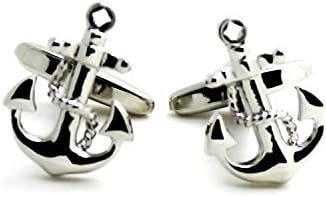 eHarbour Mens Cufflinks Shirt Classic Anchor Pattern Cufflinks for Men (Style 1)