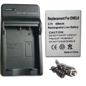 NEW Battery + Charger FOR NIKON COOLPIX S51 S51C S52 S52c S6 S7 S8 S9 EN-EL8 ENEL8 + Car Plug