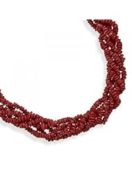 MMA Silver - 16 inch+2 inchExtension Multi Strand Coral Necklace