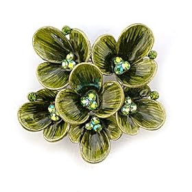 Antique Silver White Metal with Multi-Color Swarovski Crystal Brooch, Weight: 24.40gm - Flower