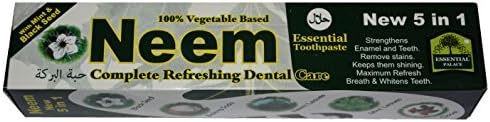 Neem 5 in 1 Active Formula Toothpaste 6.5 oz with Mint. 100% Vegetable Base. by Neem Essential