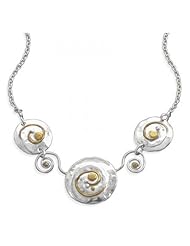MMA Silver - 16.5 inch+1.5 inch Two Tone Swirl Design Necklace