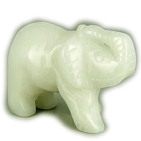 Good Luck Talisman White Jade Elephant Gemstone Carving