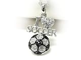 White Gold Crystal I Love Soccer Pendant Necklace Fashion Jewelry