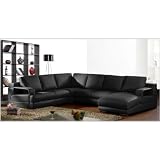 XXL Wohnlandschaft, Sofagarnitur Ledersofa schwarz 558