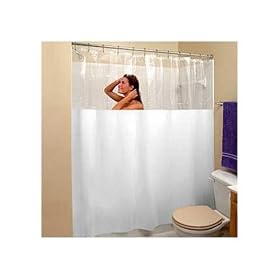 Extra Heavy VINYL Shower Curtain Anti-Bacterial - with Clear Top by Carnation Home Fashions