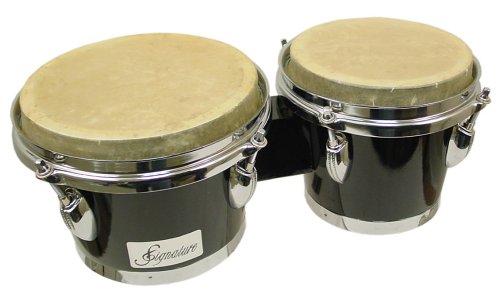 MusicalInstruments: Signature Music Tunable Black Wood Bongo Set New 4613BK