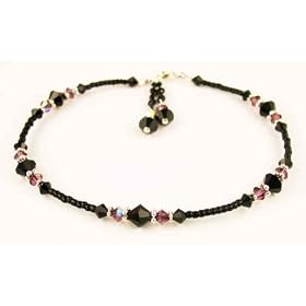 February Amethyst Ankle Bracelets: Sterling Silver Handmade Adjustable Beaded... by Amethyst Anklets