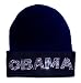 Barack Obama Beanie - Navy Blue Knit Winter Cap with "OBAMA" Rhinestones, Great Gift Idea