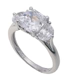 SilverBin Sterling Silver Engagement Style Side Stone Set Princess Cut CZ Ring
