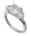 SilverBin Sterling Silver Engagement Style Side Stone Set Princess Cut CZ Ring