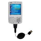 Retractable USB Cable for the HP iPaq hw6965 with Power Hot Sync and Charge capabilities - Gomadic Brand w/ TipExchange Technology
