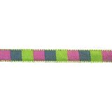 1/2'' Squares Stitiched Edge Taffeta Ribbon Parrot Green/Blue By The Yard