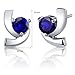 Peora Created Blue Sapphire Stud Earrings for Women 925 Sterling Silver, 2.50 Carats total Round Shape, 6mm, Friction Backs, Blue Earrings, September Birthstone Gift