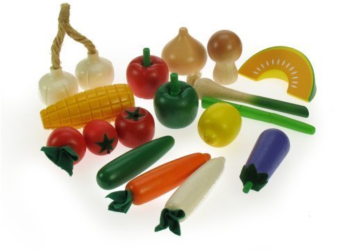 Childrens Toyshop  Toys : Wooden Veg in a Net (17pce) - Santoys